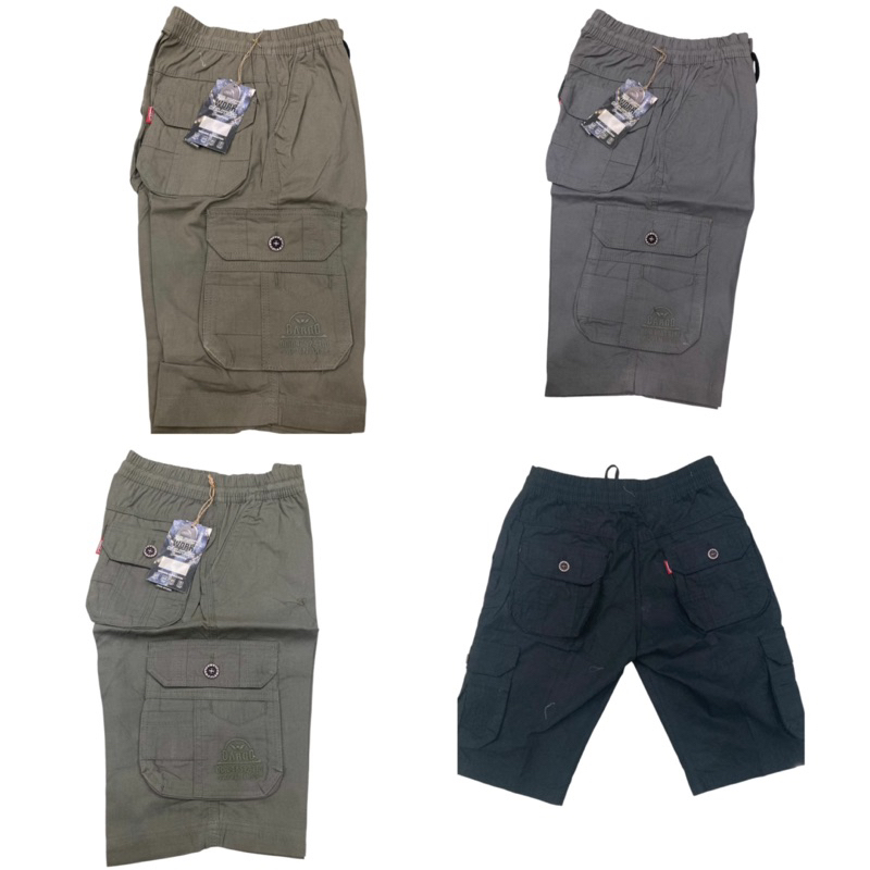 Celana Cargo Pendek Pria Kolor Ceka