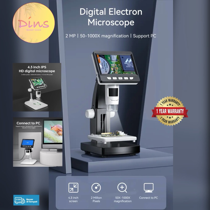 Dins Mikroskop Digital Portable HD 1000x 1080P/ Microscope Digital/HD Digital Microscope