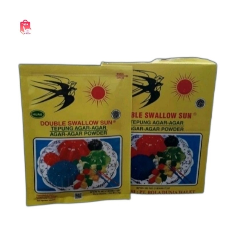 

Double Swallow Sun Agar Agar Powder - Hijau (1 box/12 sachet)