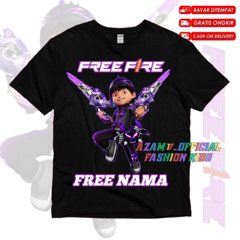 Kaos Baju Anak FF Karakter FF Free Fire X Boboiboy Free Nama / Kaos Tshirt Anak FF Char Boboiboy Ver