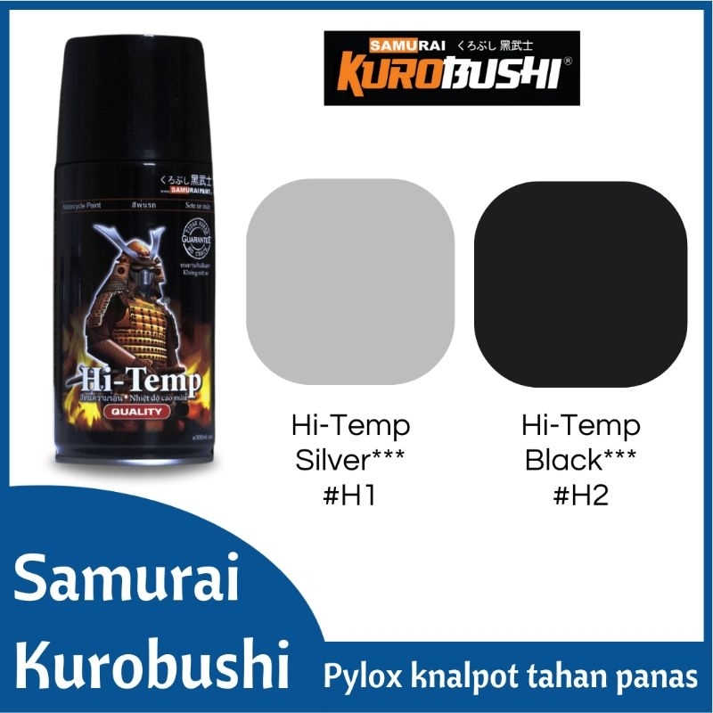 Pylox Cat Semprot Samurai Knalpot Hi-Temp Black H2 dan H1 Silver Pylox Knalpot Tahan Panas