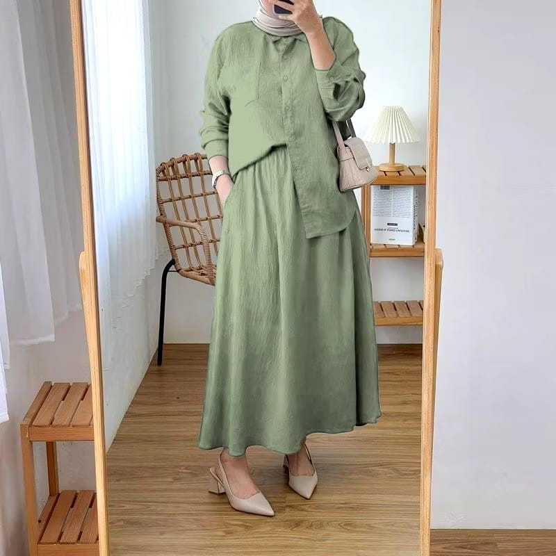 Humaira One Set Skirt Premium | Setelan Rok Crinkle Airflow