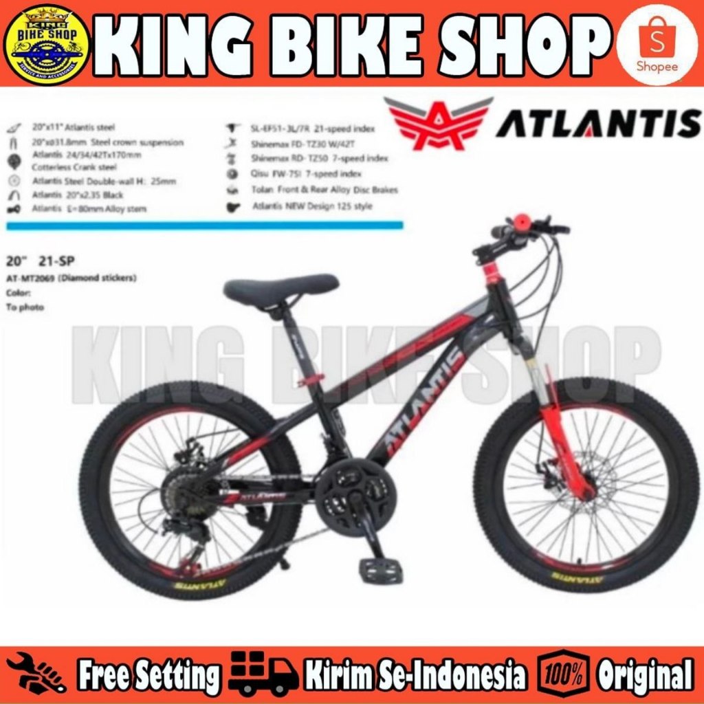 Sepeda Gunung MTB ATLANTIS MT 2069 20 Inch // MTB AXXIL 20 & 24 Inch Rem Cakram 21 Speed Uk 20 Inch