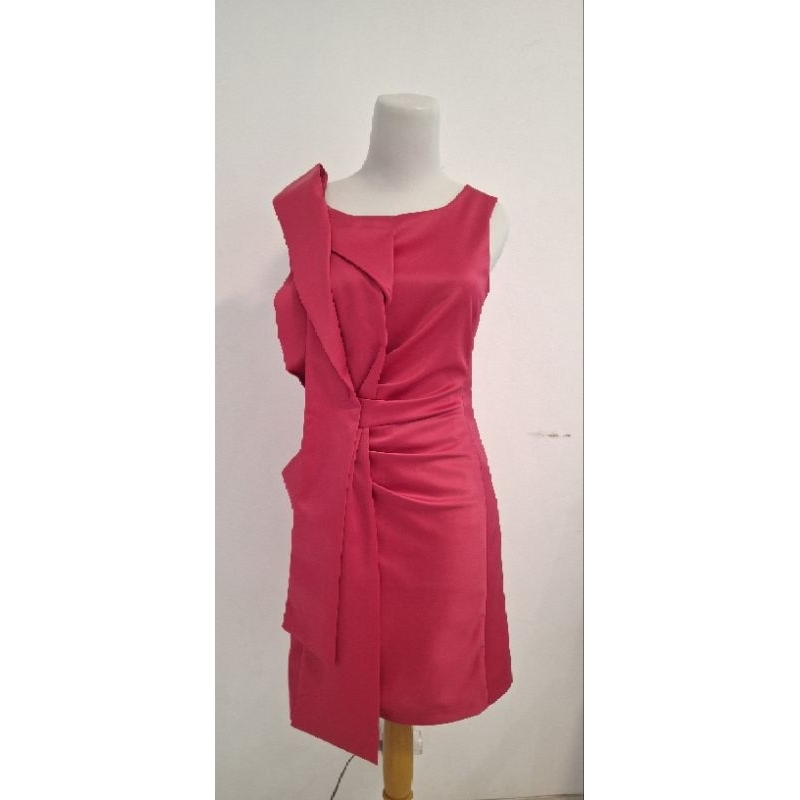 gaun dress fuchsia preloved karen millen