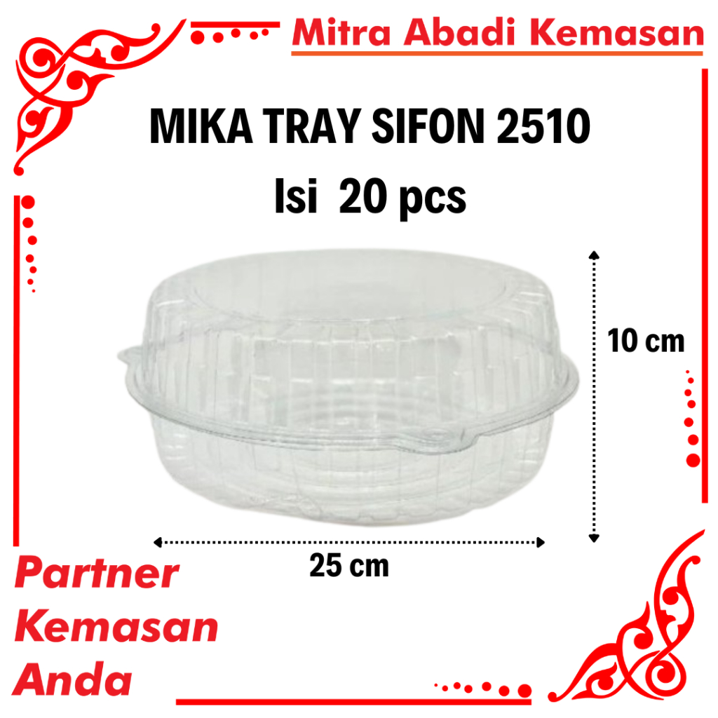 MIKA SIFON 25CM ISI 20 PCS | MIKA BOLU BULAT CHIFFON | TRAY BULAT