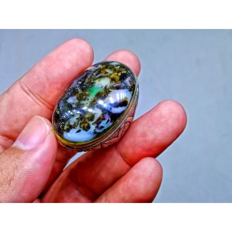 batu alam kalimaya Banten tok tok jarong tanpa senter jumbo 34.3mm x 22.4mm ring 9