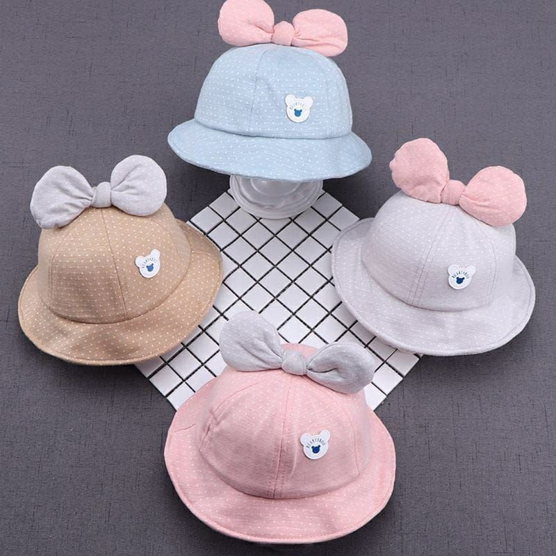 Topi Bucket Anak Perempuan Pita Bearyaboo Import Premium/Summer Hat/Topi Pantai Anak