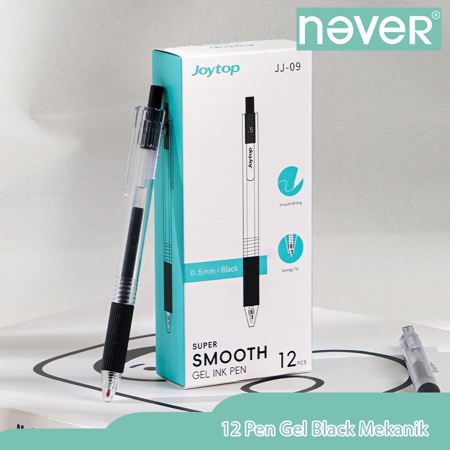 

Never Official - Gel Pen Mekanik 0.5mm Hitam isi 12 PCS