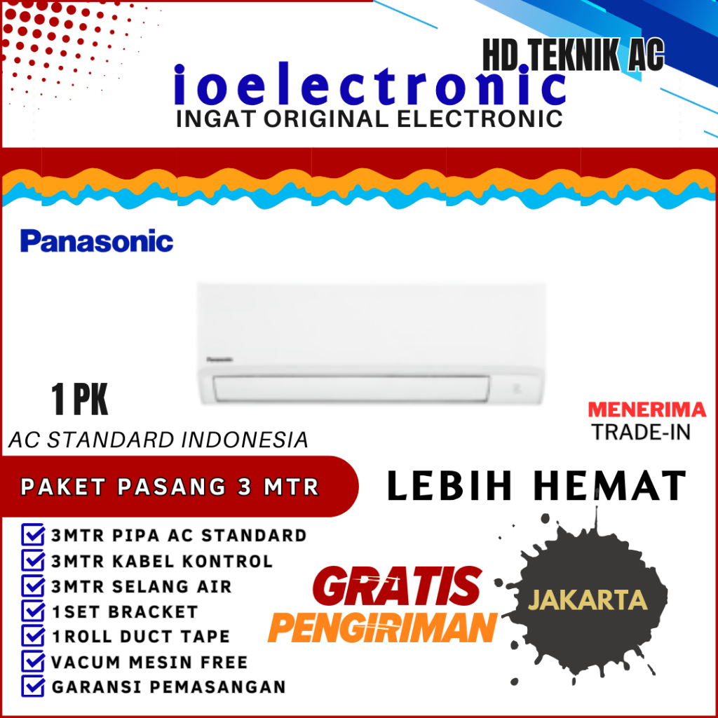 AC PANASONIC 1 PK CS/CU-YN9WKJ PAKET PASANG+ACESORIES LEBIH MURAH