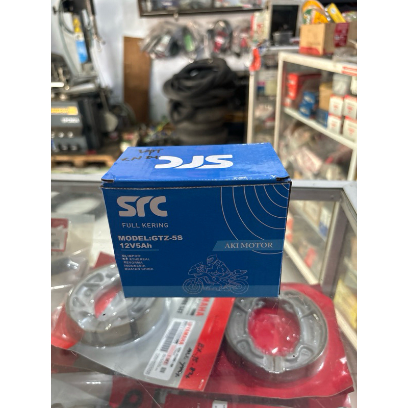 aki motor GTZ-5s merk SRC 12V-5Ah full kering