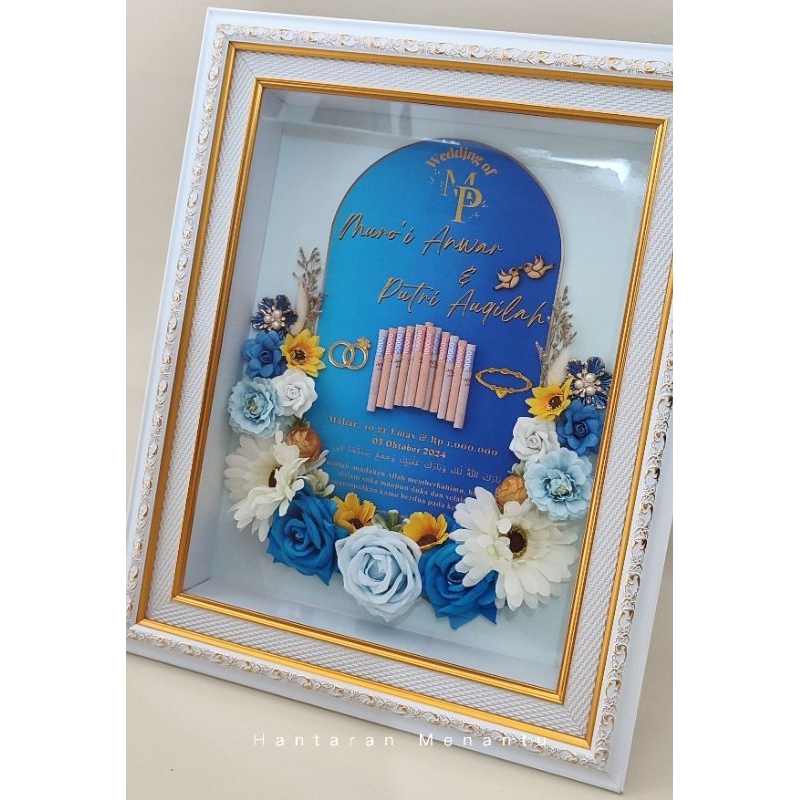 Bingkai Mahar Pernikahan, frame mahar pernikahan Cantik Elegan Ukuran Frame dalam 30x40