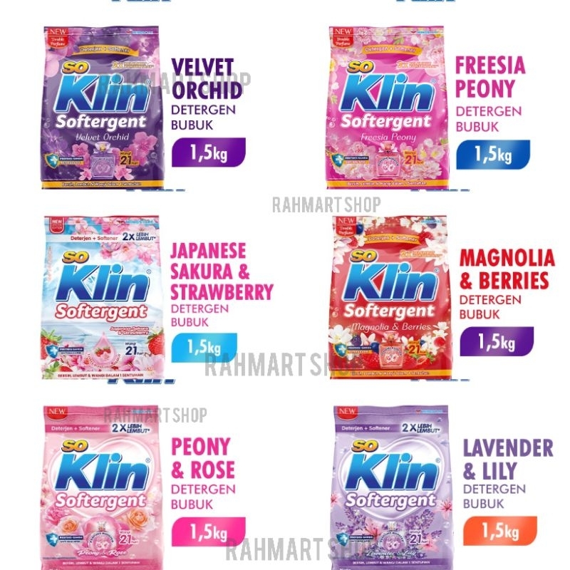 SoKlin Softergent Bubuk 1.5 Kg / Detergent Soklin 1.8 Kg / So Klin Detergen 1.5kg