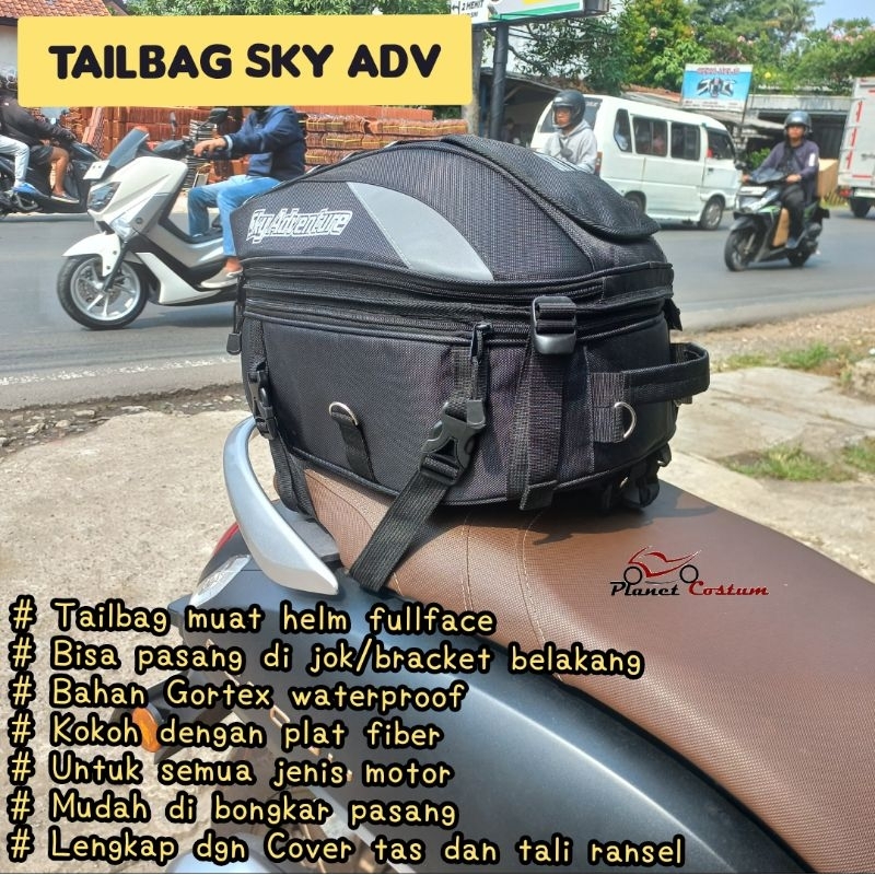 tas tailbag motor helm fullface sky adv bahan gortex waterproof box helm jas hujan sepatu touring
