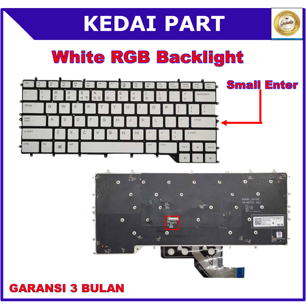 Keyboard Dell Alienware M15 R2 R3 R4 White RGB Backlight