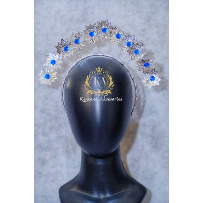 Mahkota Bando Adat Jawa Silver Hiasan Kepala Adat Karnaval Tari Pengantin