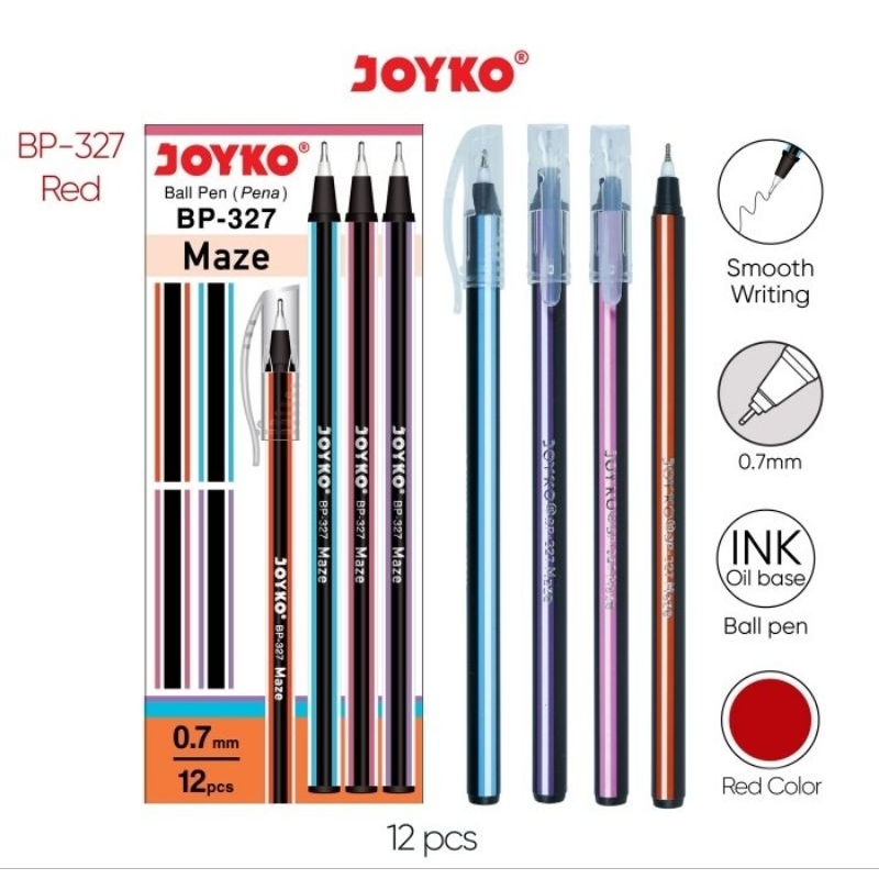 

TERMURAH!!! Pulpen/ Ball pen / Pena /Pulpen Lilin/Joyko Maze BP-327 merah ( lusin )