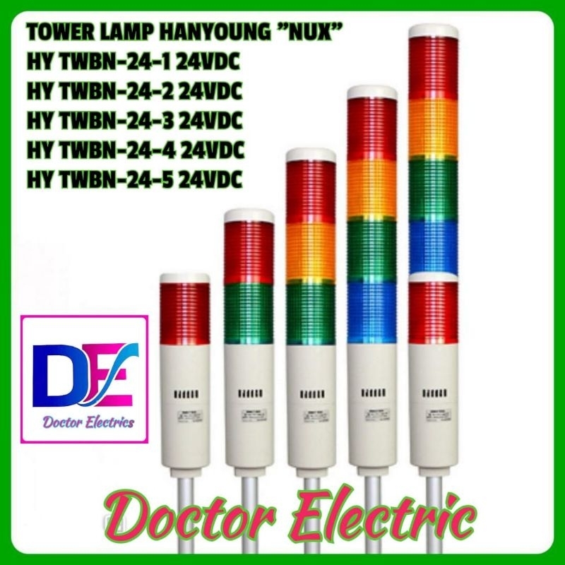 HANYOUNG NUX TOWER LAMP PAKAI BUZZER LAMPU SIGNAL 24VDC 24V HY TWBN-24-1 1 TINGKAT | TWBN-24-2 2 TIN