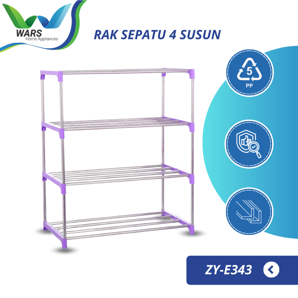 WARS Rak Sepatu 4 Susun ZY-E343 Bahan Plastik Dan Besi Anti Karat