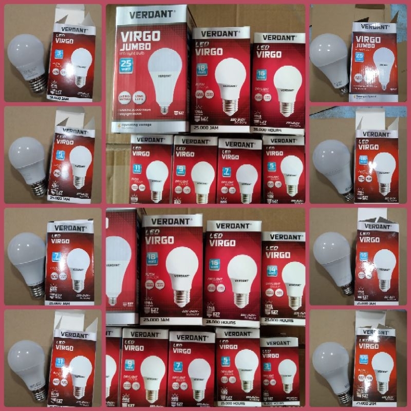 VERDANT Lampu Led Bulb Virgo 3w, 5w, 7w, 9w, 11w, 14w, 16w, 18w, 25w sangat terang di Kota Pontianak
