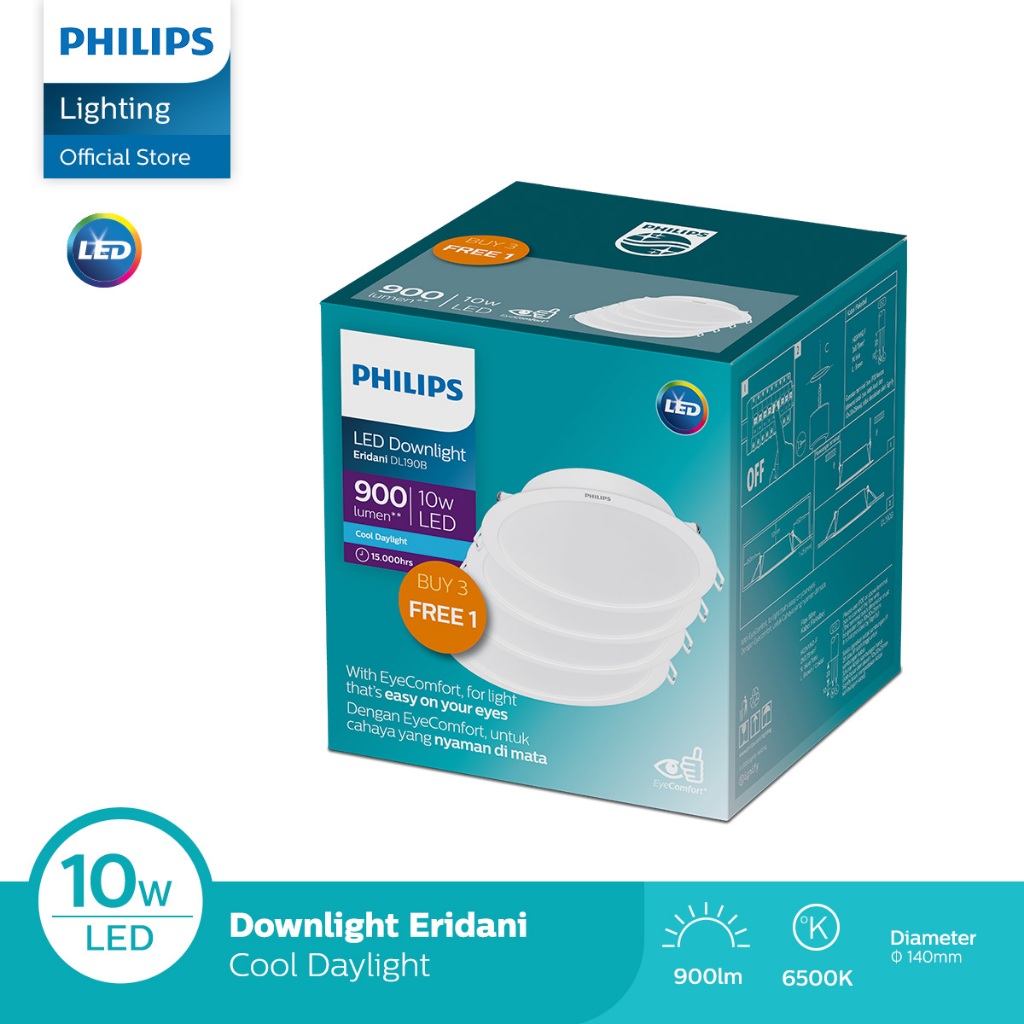 Philips Multipack Downlight Eridani DL190B LED8 D125 10W 865 WH