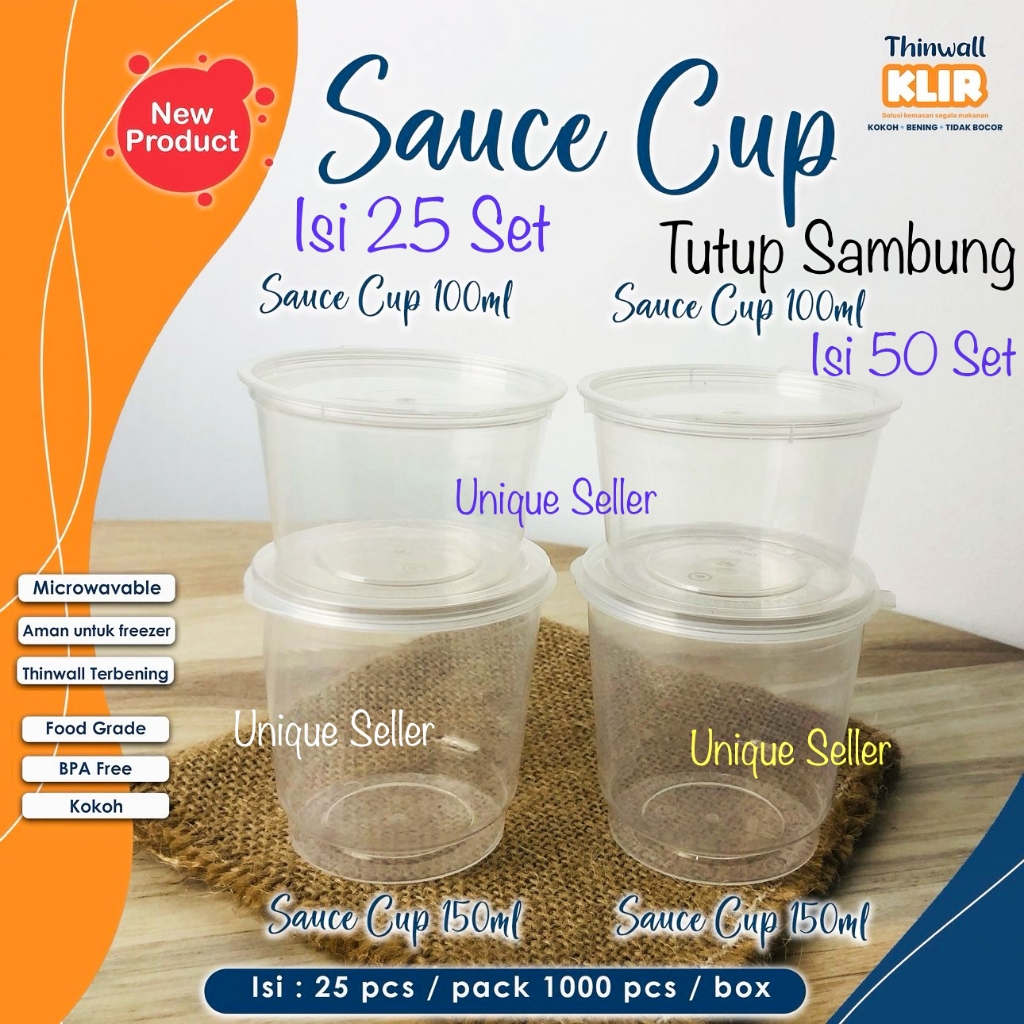 [Isi25] Thinwall Cup Puding 100ml 150ml Tutup Sambung KLIR / Thinwall Sauce Cup 100 150 ml / Tempat 