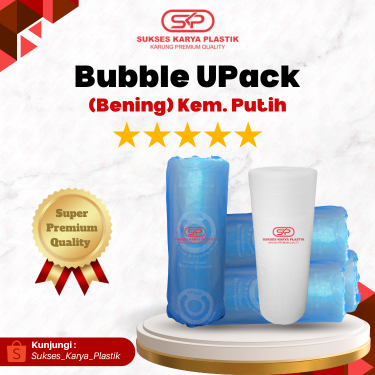 

PLASTIK BUBBLE WRAP ROLL 50 METER BENING MEREK UPACK KEMASAN PUTIH