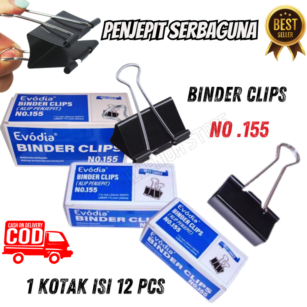

Binder Clip No. 155 / Klip Penjepit Kertas [PER BOX isi 12 PCS] /Binder Clip/Paper Clip/Klip Kertas Semua Ukuran / Paper Clip Kertas / Duta Gemilang
