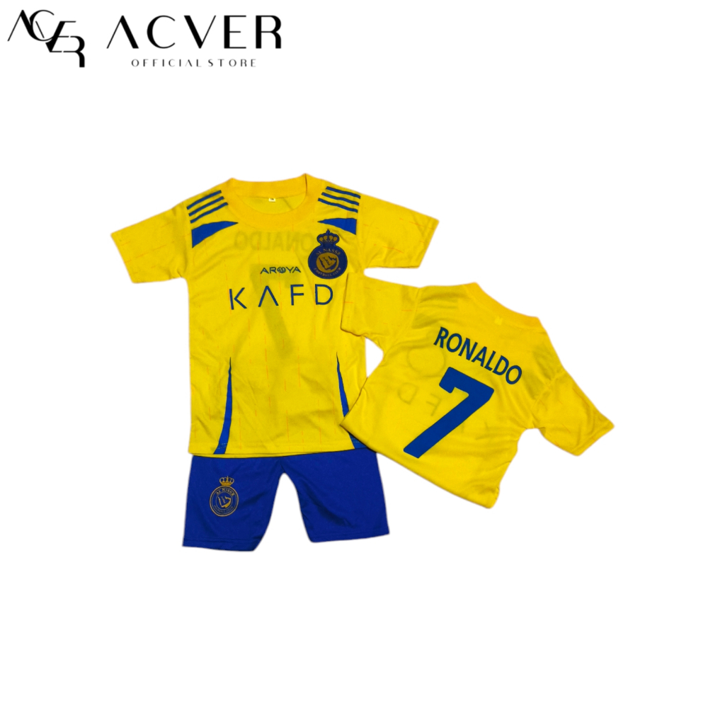 Setelan Anak Bola / Jersey Bola Anak / Baju Bola Anak / Kaos Bola Anak Terbaru Ronaldo Al Nassr