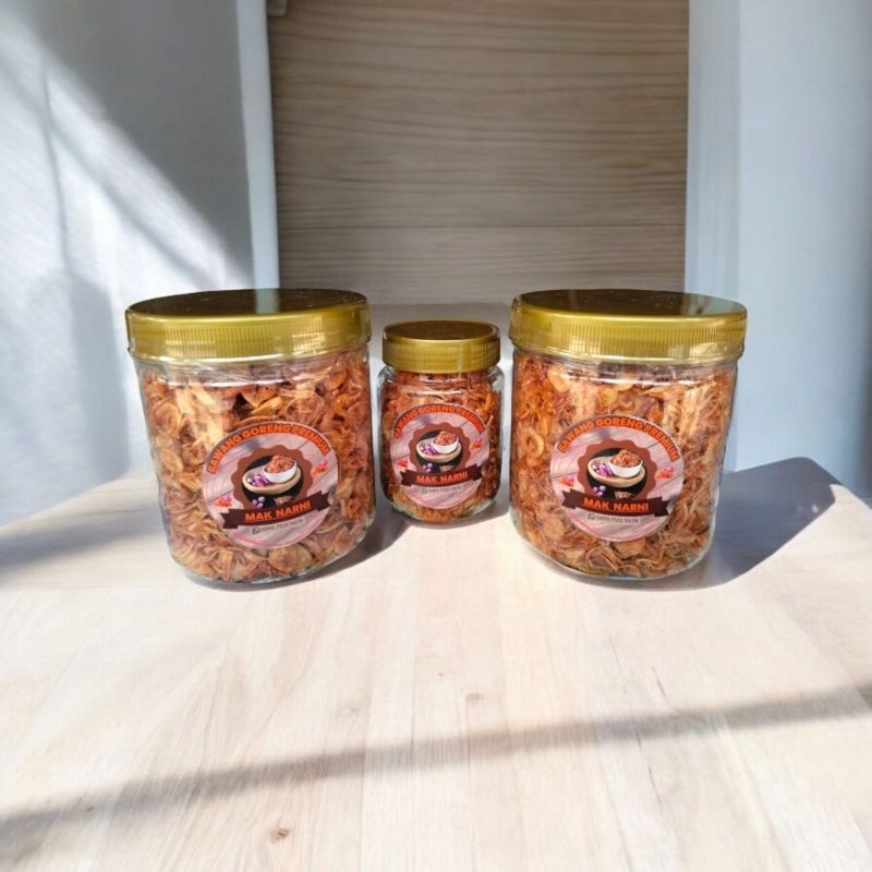 

Bawang Goreng Premium Mak Narni | Bawang Merah Goreng | Brambang Goreng | 100% Bawang Merah Asli | Kemasan Toples Besar