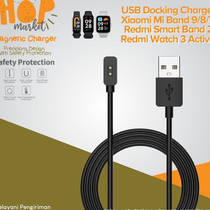 TREND PRODUCT Charger Magnetic Cable Charging Kabel USB 1M for Mi Band 9  8  8 ACTIVE  Redmi Watch 3