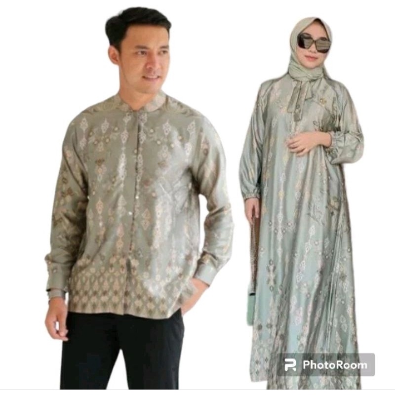 set couple papa mama baju pesta batik kerja nyaman adem bahan jatuh silky terkini