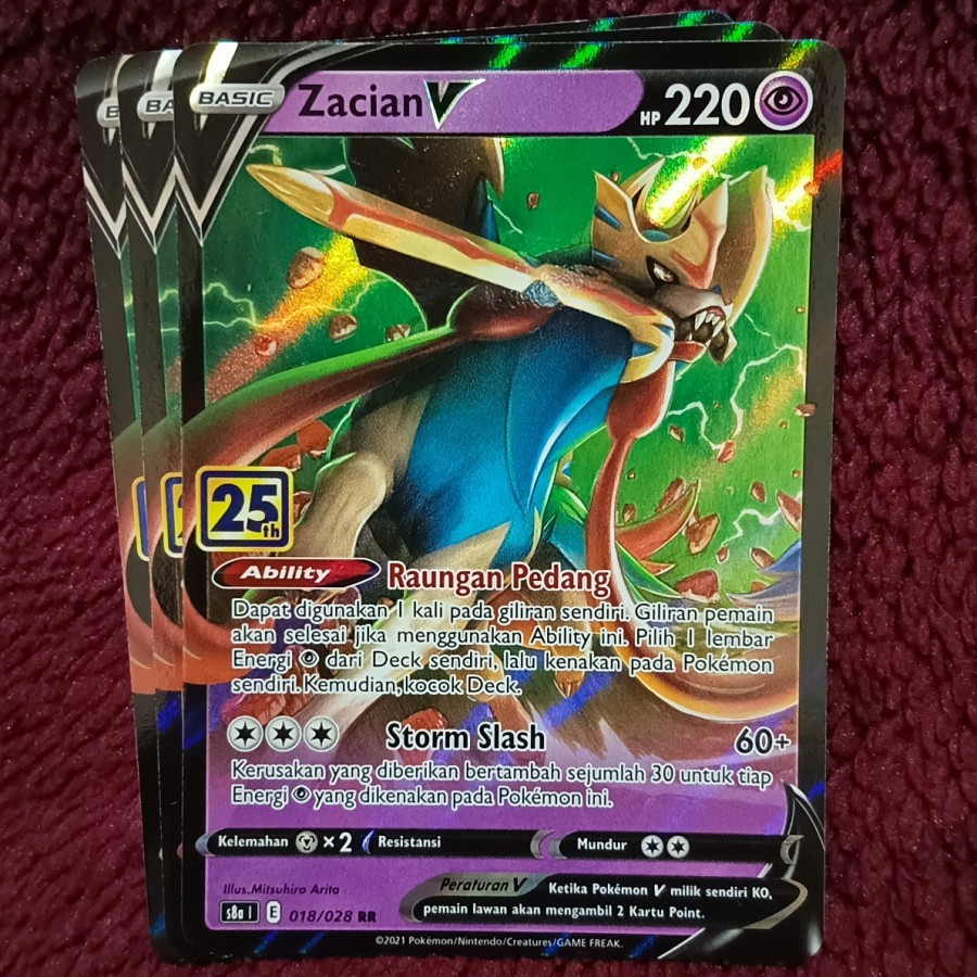 Zacian V RR 25th Anniversary s8a - Pokemon TCG Indonesia foil holo
