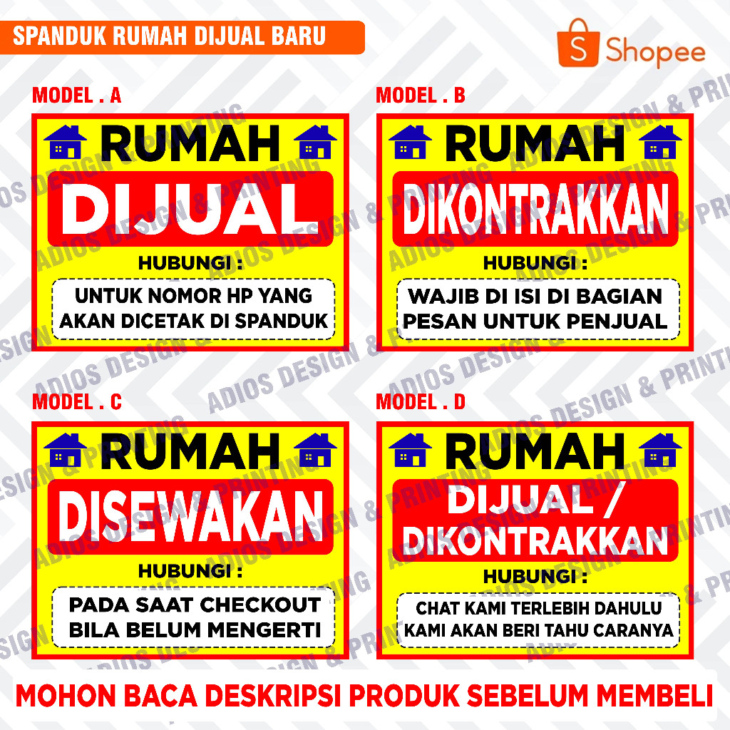 Spanduk Rumah Dijual / Disewakan / Dikontrakan