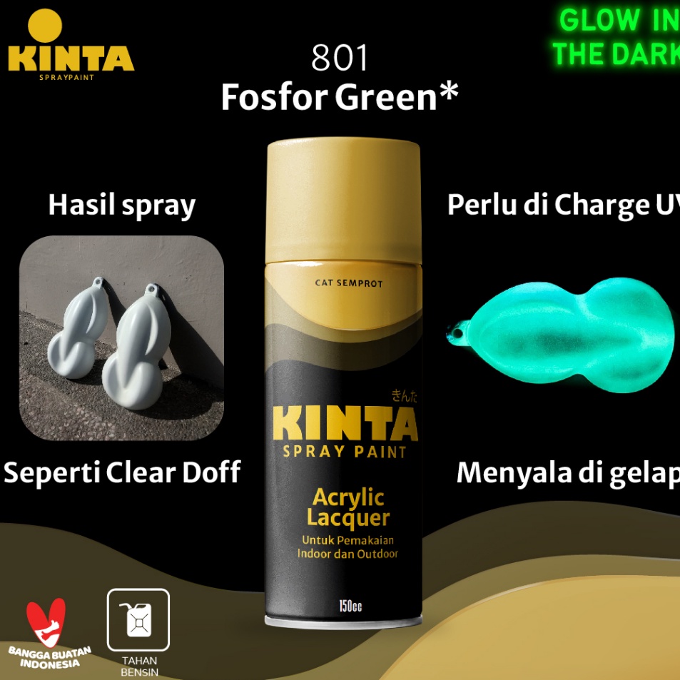 Pusat Pembelian  FOSFOR 81 FOSFOR GREEN  KINTA Cat GLOW IN THE DARK semprot  Pilox  Spray paint 15cc