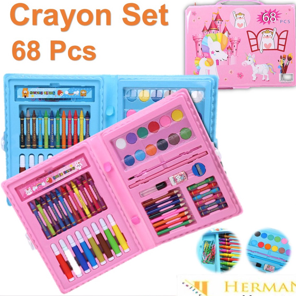 

Grosir Unik HC Drawing Set 68Pcs Oil Pastel Crayon 68 IN 1 Set Krayon Mewarnai dan Melukis Lengkap dengan Cat Air Alat Mewarnai Anak Anak Bentuk Koper
