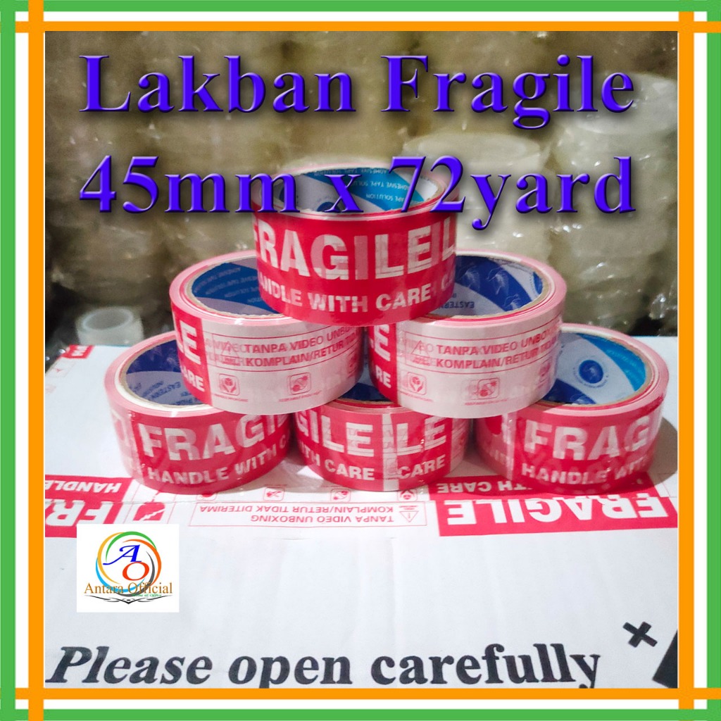 

Lakban Fragile Unboxing Video 45mmx72yard 2 Inch Selotip Packing Merah Putih 45 micron Jangan Dibanting Kualitas Bagus