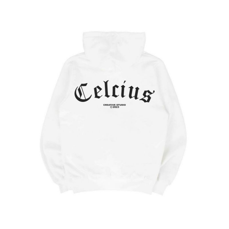 Hoodie Distro Celcius Premium Putih Mediaval Pria Wanita