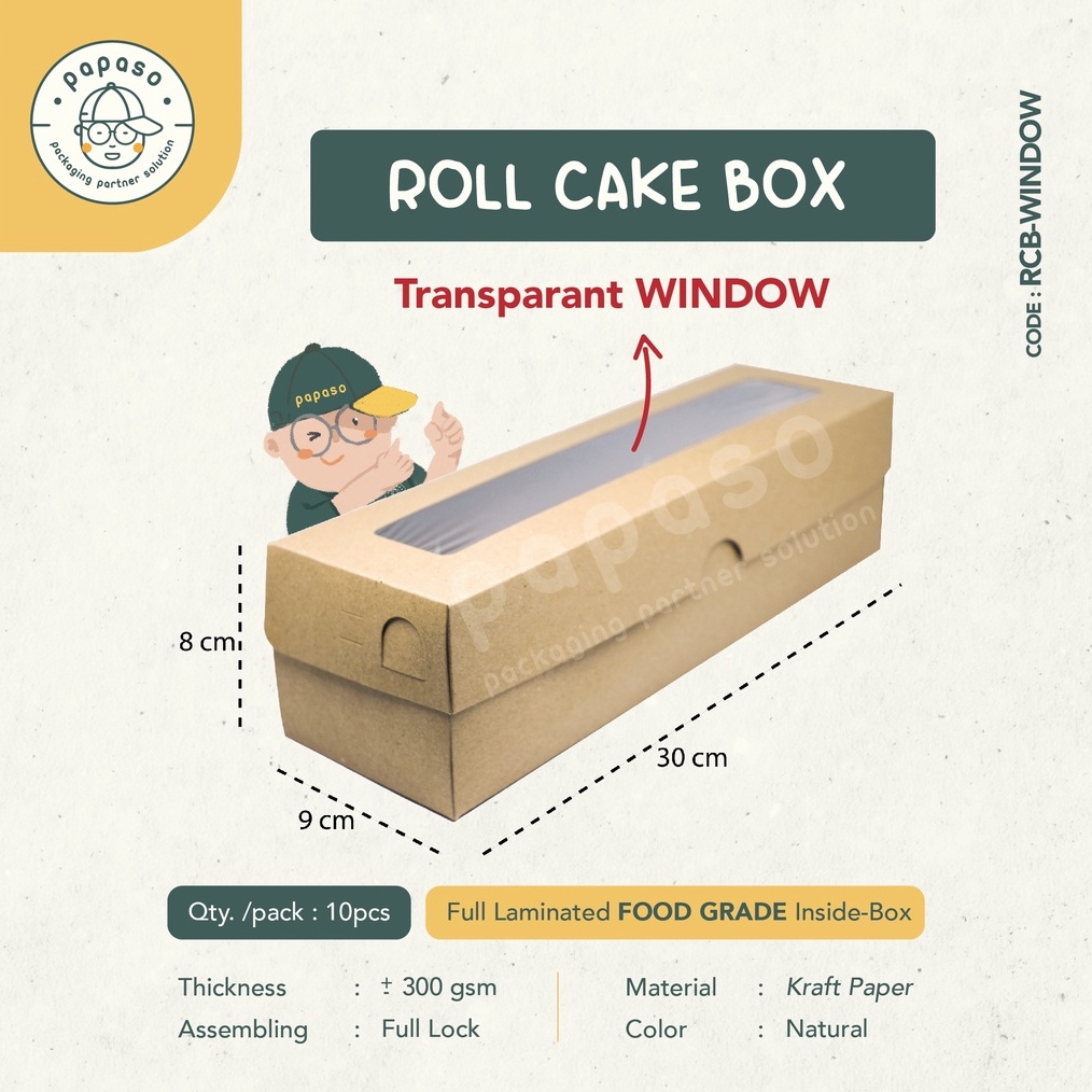 

Box Kue Box Roll Cake Kotak Roll Cake RCB Kraft Full Laminating 1 Sisi MinOrder 1pack1pcs