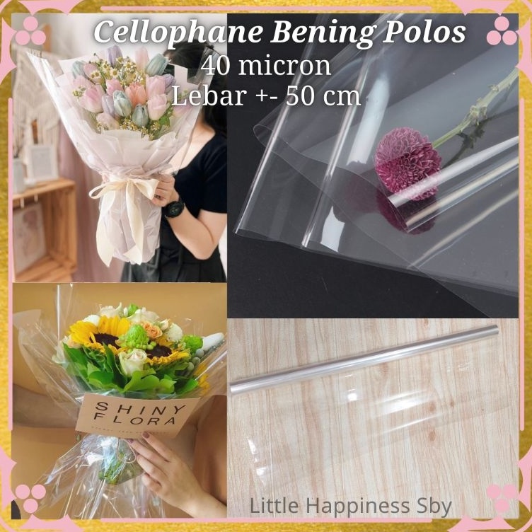 

Best Promotion TERMURAH 1 roll1meter Kertas wrapping cellophane bening plastik opp mika buket bunga transparant sampul buku