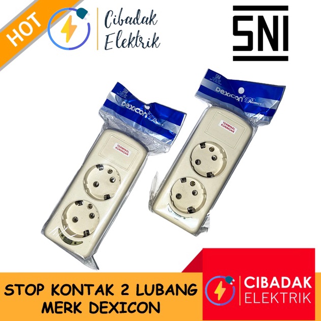STOP 2 LUBANG  COLOKAN LISTRIK 2 LUBANG  MERK DEXICON