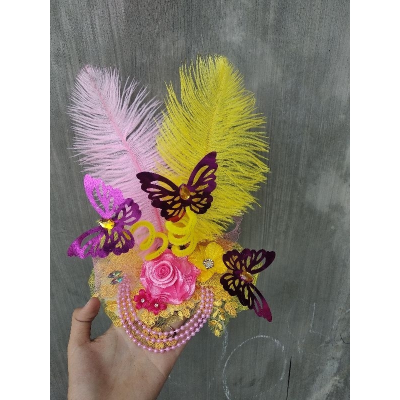 Headpiece mayoret/Hiasan karnaval/Hiasan kepala bulu premium