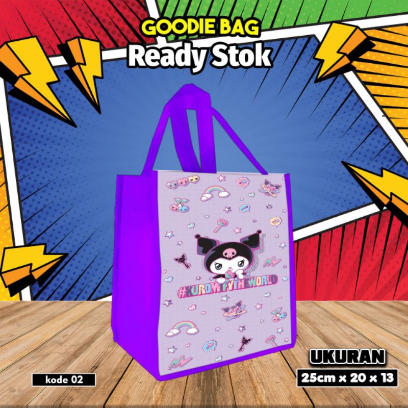 

{LANCAR 10Pcs} tas kantong makanan snacks/goodie bag karakter KUROMI katalog 02/tas ultah/kantong