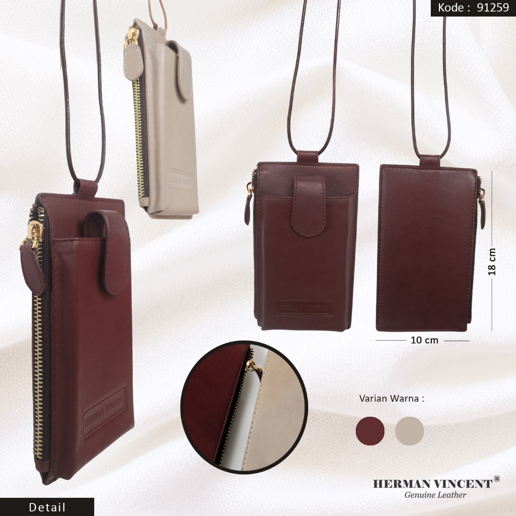 HERMAN VINCENT - Leather Phone Bag - Tas Selempang Mini - Tas HP - Sling Bag (91259)