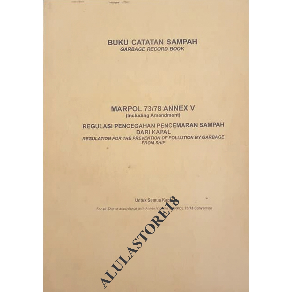 Garbage Record Book / Buku Catatan Sampah tt syahbandar