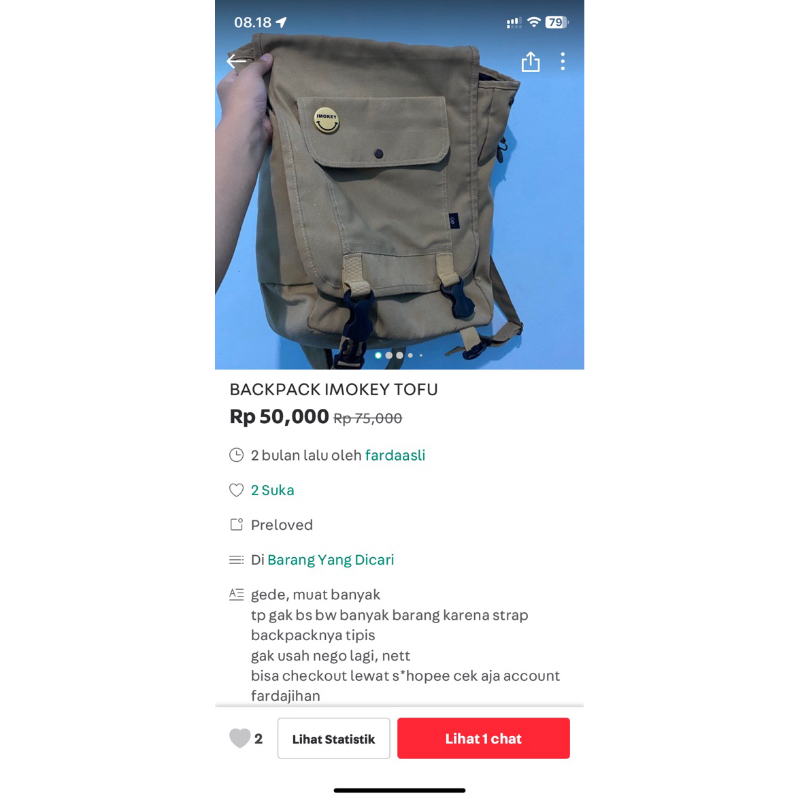 Imokey tofu backpack