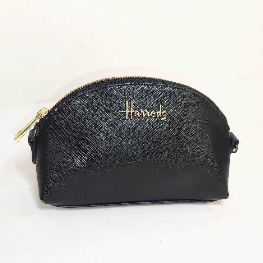 Harrods Black Pouch Make Up Preloved Clutch Bag Original