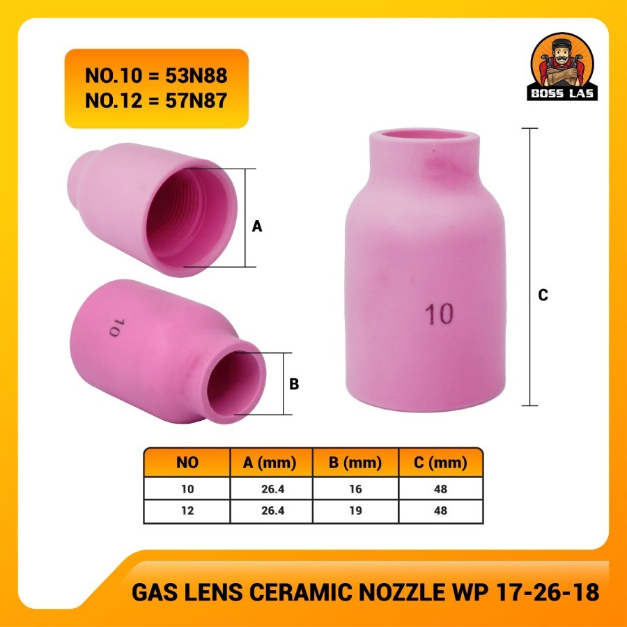 TITAN Keramik Gas Lens Las Tig Argon WP 17/26/18 No. 6-12 (Genap) / Ceramic Gas Lens For TIG Welding