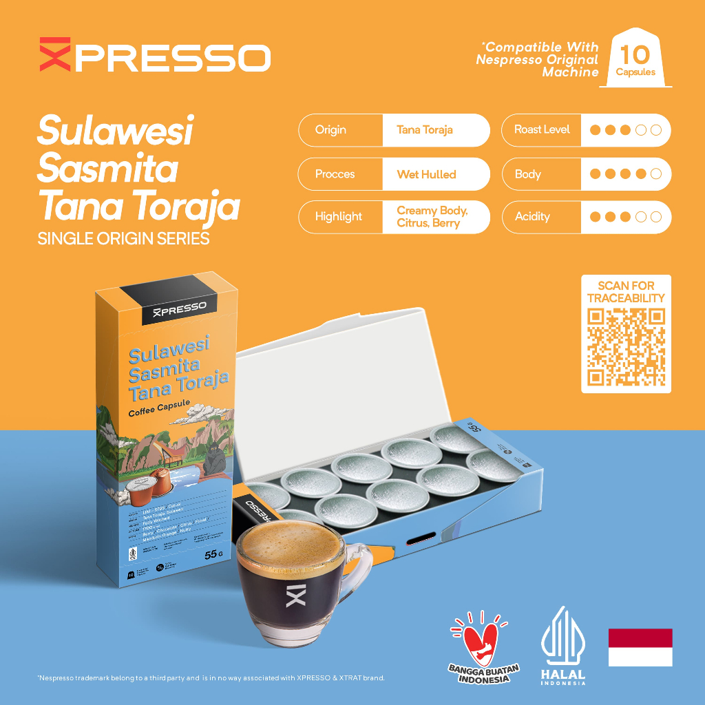 

Kopi Kapsul Sulawesi Sasmita - Xpresso Coffee Capsule - Nespresso Compatible