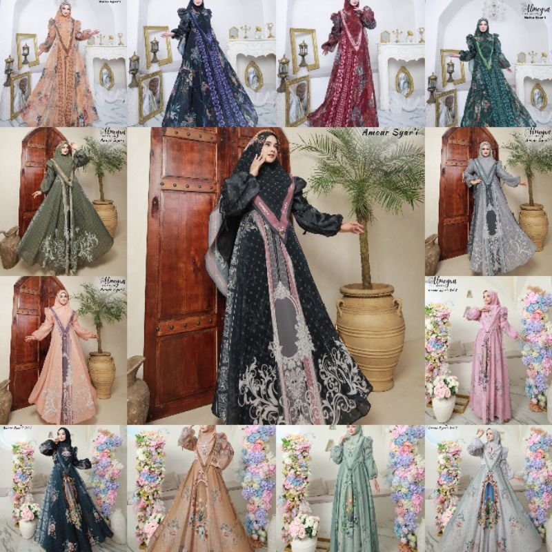 Gamis Ceruti Premium Motif Printing Khimar Syar'i Produk Cod Matt jersey By Almeyra premium