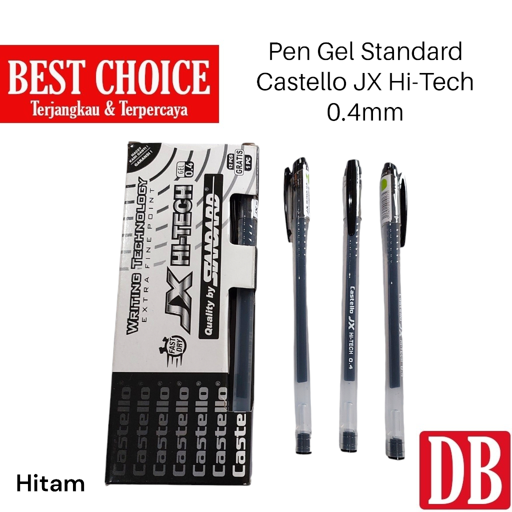 

Gel pen / Pulpen Hitech / Hi-tech JX Castello by Standard 0.4mm Hitam (12 pcs)